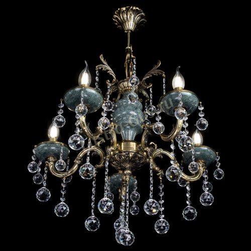 Люстра бронзовая Алфея №5 "Малахит" шар в Новокузнецке Гусь Хрустальный