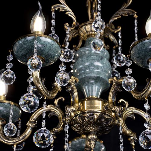 Люстра бронзовая Алфея №5 "Малахит" шар в Новокузнецке Гусь Хрустальный