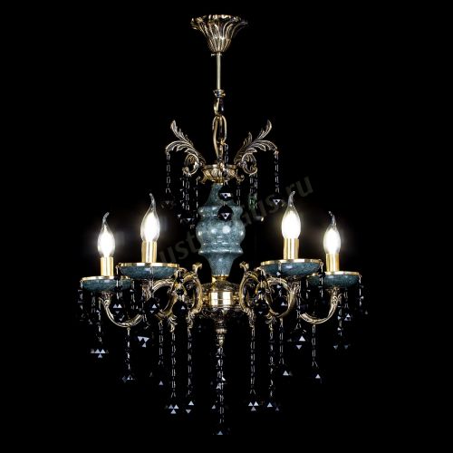 Люстра бронзовая Алфея №5 "Малахит" шар черная в Новокузнецке Гусь Хрустальный