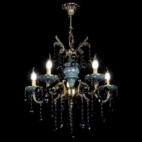 Люстра бронзовая Алфея №5 "Малахит" шар черная в Новокузнецке Гусь Хрустальный