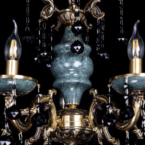 Люстра бронзовая Алфея №5 "Малахит" шар черная в Новокузнецке Гусь Хрустальный