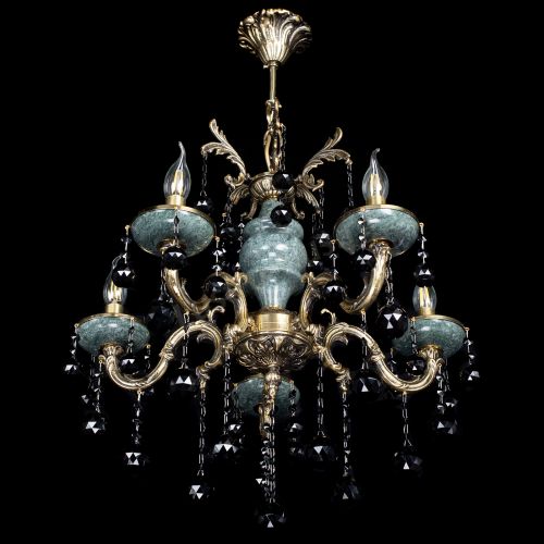 Люстра бронзовая Алфея №5 "Малахит" шар черная в Новокузнецке Гусь Хрустальный