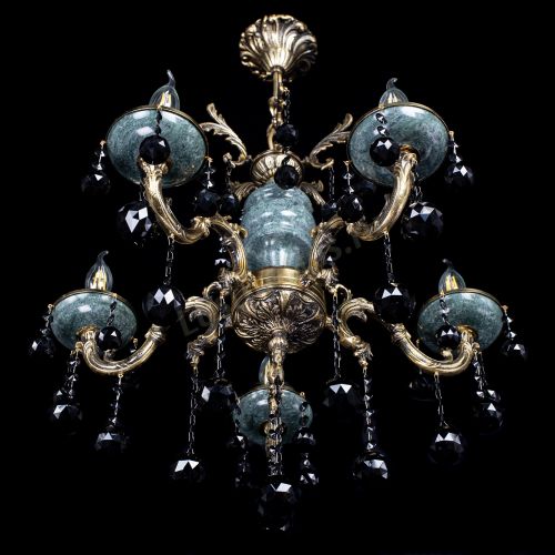 Люстра бронзовая Алфея №5 "Малахит" шар черная в Новокузнецке Гусь Хрустальный