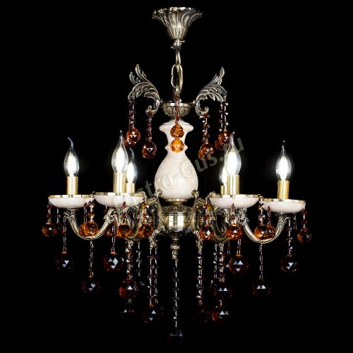 Люстра бронзовая Алфея №6 с камнем шар чайная в Новокузнецке Гусь Хрустальный