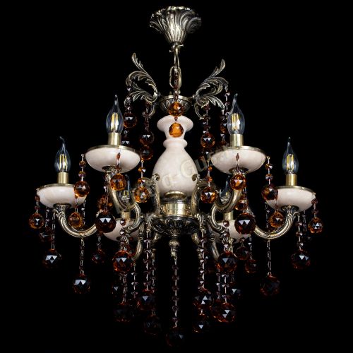 Люстра бронзовая Алфея №6 с камнем шар чайная в Новокузнецке Гусь Хрустальный