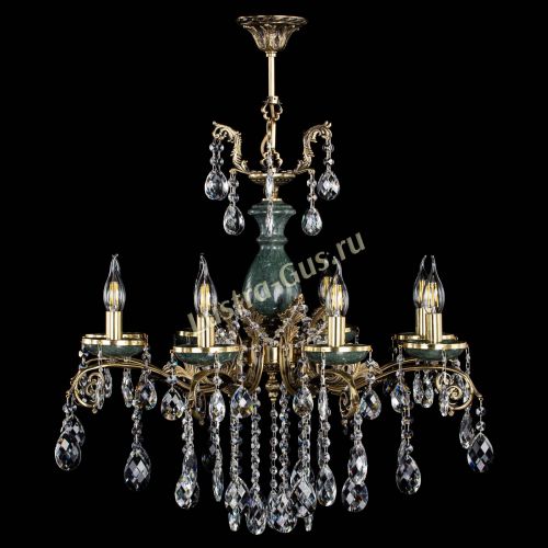 Люстра бронзовая Алфея Малахит №8 баден в Новокузнецке Гусь Хрустальный