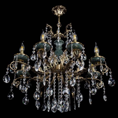 Люстра бронзовая Алфея Малахит №8 баден в Новокузнецке Гусь Хрустальный