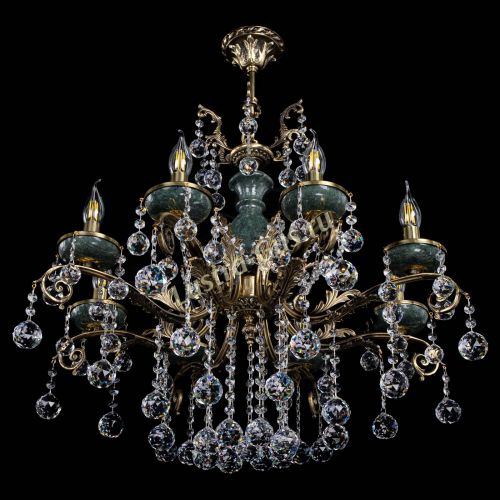 Люстра бронзовая Алфея Малахит №8 шар в Новокузнецке Гусь Хрустальный