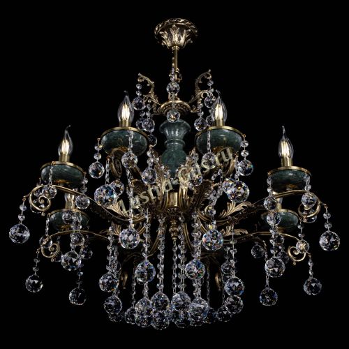 Люстра бронзовая Алфея Малахит №8 шар в Новокузнецке Гусь Хрустальный