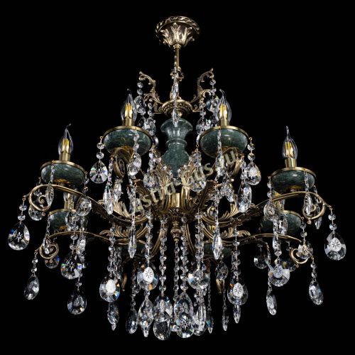 Люстра бронзовая Алфея Малахит №8 звездочка в Новокузнецке Гусь Хрустальный