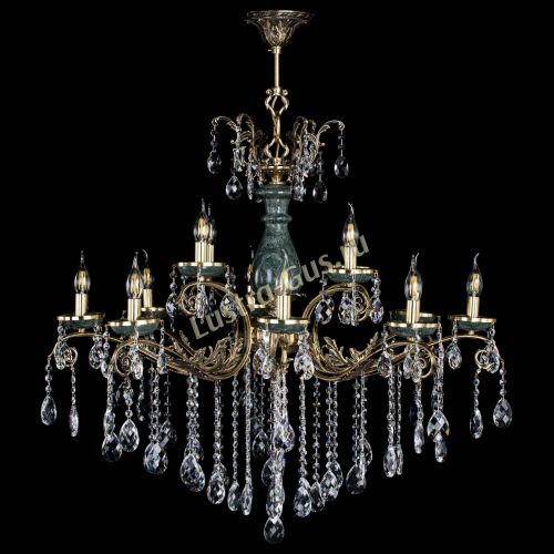 Люстра бронзовая Алфея Малахит №12 баден в Новокузнецке Гусь Хрустальный