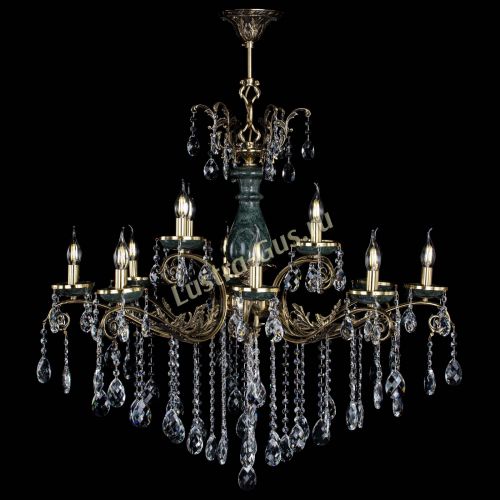 Люстра бронзовая Алфея Малахит №12 баден в Новокузнецке Гусь Хрустальный