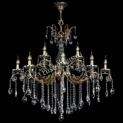 Люстра бронзовая Алфея Малахит №12 баден в Новокузнецке Гусь Хрустальный