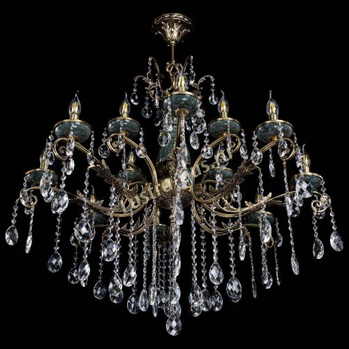 Люстра бронзовая Алфея Малахит №12 баден в Новокузнецке Гусь Хрустальный