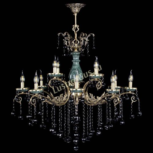 Люстра бронзовая Алфея Малахит №12 шар черная в Новокузнецке Гусь Хрустальный