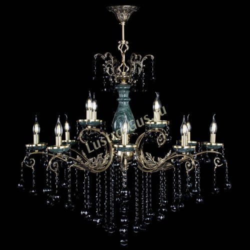 Люстра бронзовая Алфея Малахит №12 шар черная в Новокузнецке Гусь Хрустальный