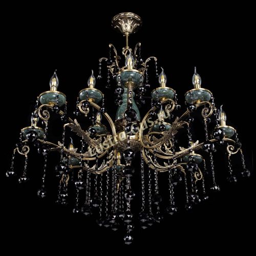 Люстра бронзовая Алфея Малахит №12 шар черная в Новокузнецке Гусь Хрустальный