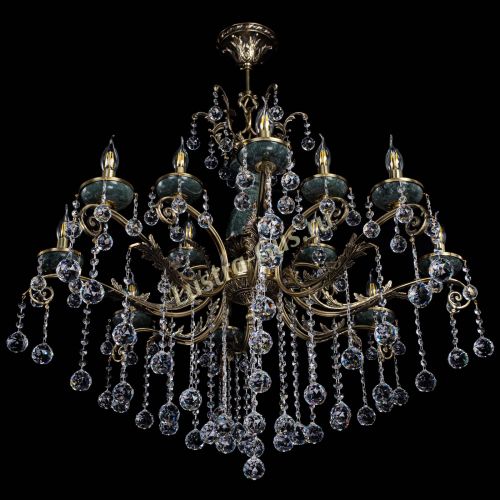 Люстра бронзовая Алфея Малахит №12 шар в Новокузнецке Гусь Хрустальный