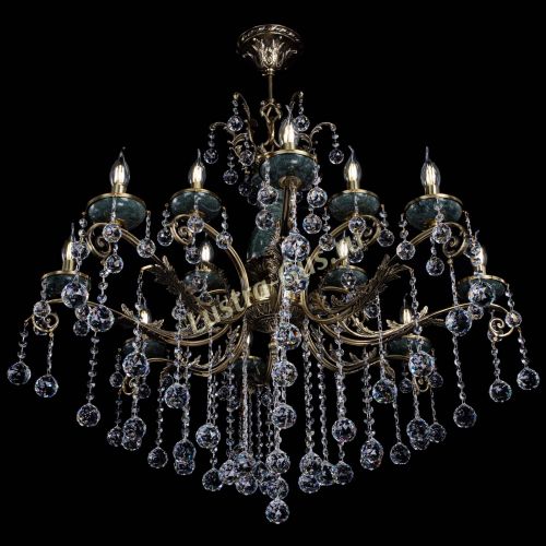 Люстра бронзовая Алфея Малахит №12 шар в Новокузнецке Гусь Хрустальный