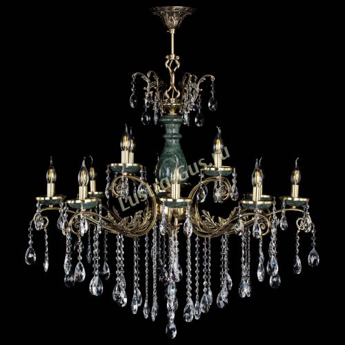 Люстра бронзовая Алфея Малахит №12 журавлик в Новокузнецке Гусь Хрустальный