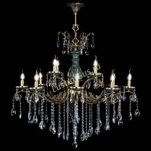 Люстра бронзовая Алфея Малахит №12 журавлик в Новокузнецке Гусь Хрустальный