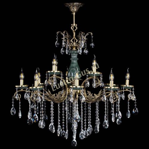 Люстра бронзовая Алфея Малахит №12 звездочка в Новокузнецке Гусь Хрустальный