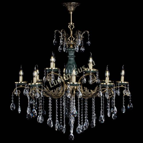 Люстра бронзовая Алфея Малахит №12 звездочка в Новокузнецке Гусь Хрустальный