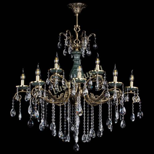 Люстра бронзовая Алфея Малахит №12 звездочка в Новокузнецке Гусь Хрустальный