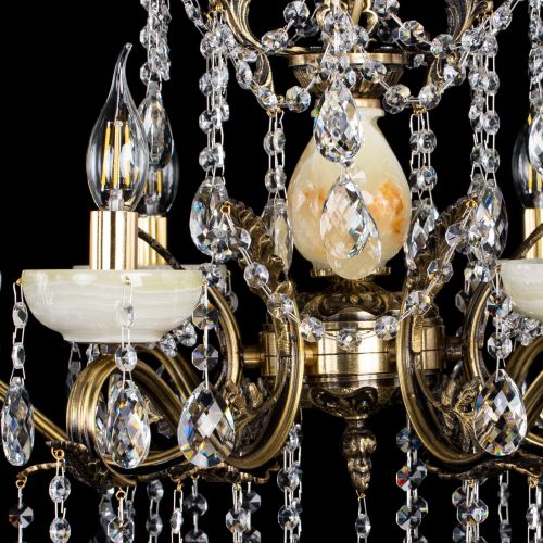 Люстра бронзовая Алфея Оникс №6 баден в Новокузнецке Гусь Хрустальный