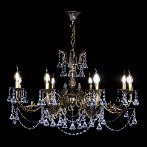 Бронзовая люстра Кассандра №8 удлиненная с конусами в Новокузнецке Гусь Хрустальный