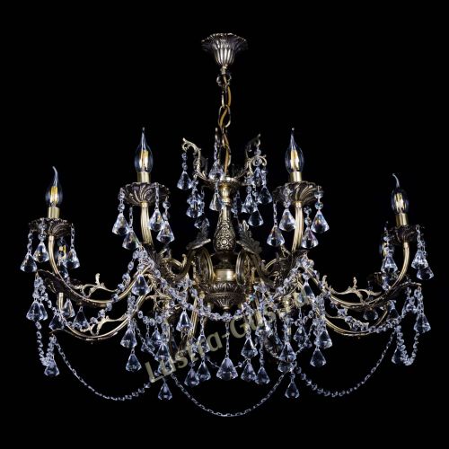 Бронзовая люстра Кассандра №8 удлиненная с конусами в Новокузнецке Гусь Хрустальный