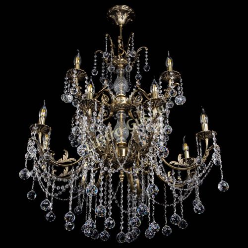 Люстра бронзовая Кассандра Алфея №12 шар в Новокузнецке Гусь Хрустальный