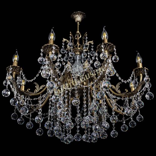 Люстра бронзовая Кассандра Алфея №8/1 шар в Новокузнецке Гусь Хрустальный