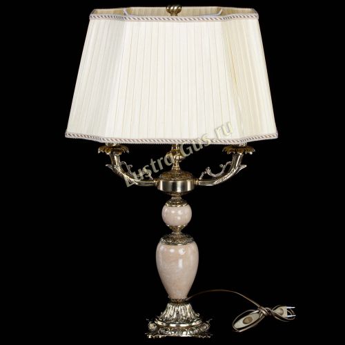Бронзовая настольная лампа Антик №2 с камнем в Новокузнецке Гусь Хрустальный