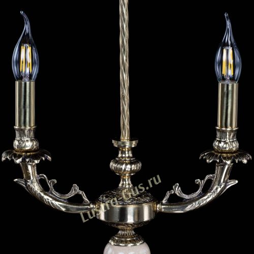 Бронзовая настольная лампа Антик №2 с камнем в Новокузнецке Гусь Хрустальный