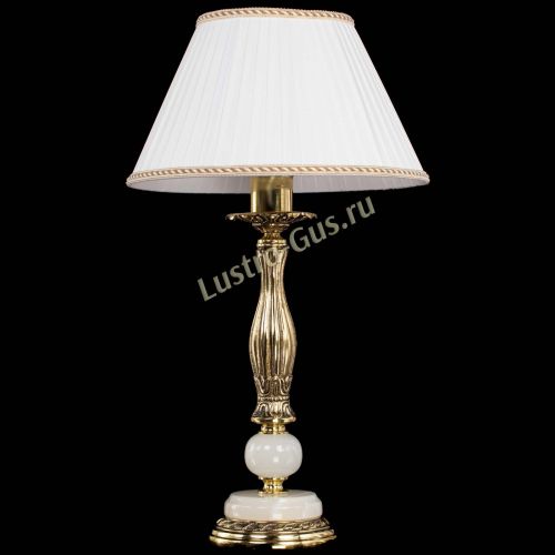 Бронзовая настольная лампа Оникс №1 с абажуром в Новокузнецке Гусь Хрустальный