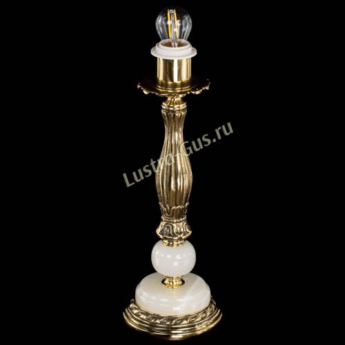 Бронзовая настольная лампа Оникс №1 с абажуром в Новокузнецке Гусь Хрустальный