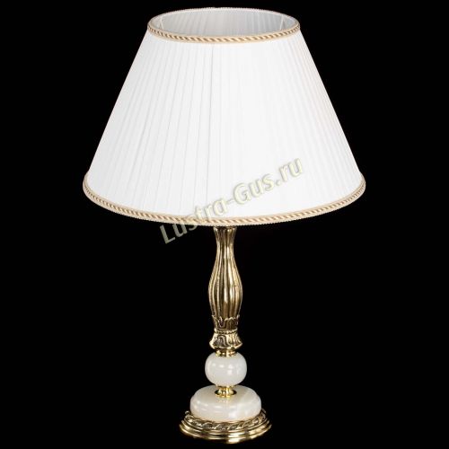 Бронзовая настольная лампа Оникс №1 с большим абажуром в Новокузнецке Гусь Хрустальный