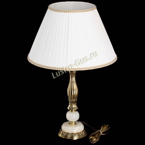 Бронзовая настольная лампа Оникс №1 с большим абажуром в Новокузнецке Гусь Хрустальный