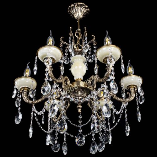 Люстра бронзовая Оникс белый №6/1 баден в Новокузнецке Гусь Хрустальный