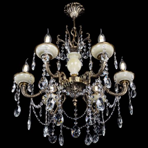 Люстра бронзовая Оникс белый №6/1 баден в Новокузнецке Гусь Хрустальный