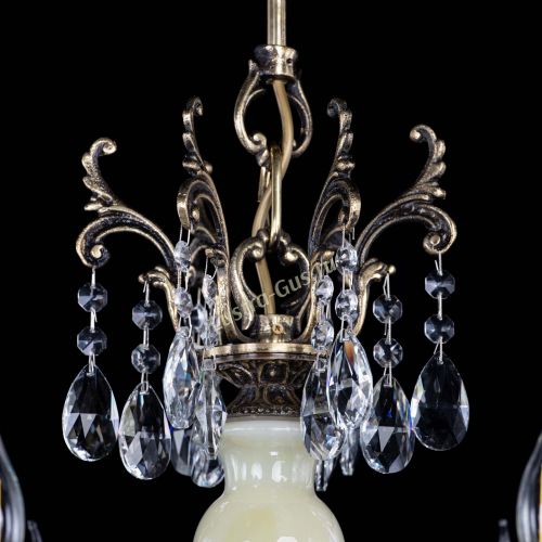 Люстра бронзовая Оникс белый №6/1 журавлик в Новокузнецке Гусь Хрустальный