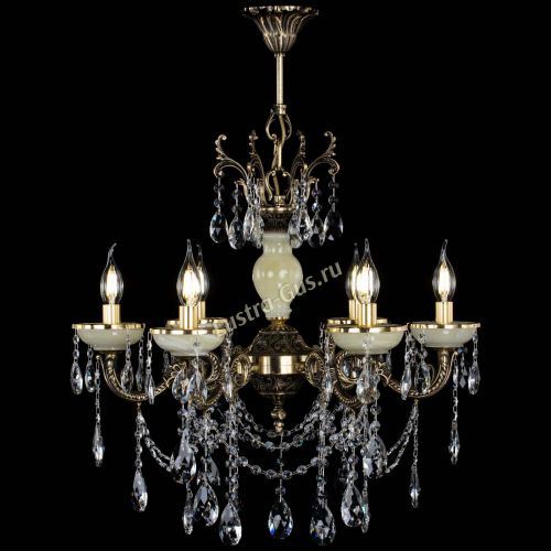 Люстра бронзовая Оникс белый №6/1 журавлик в Новокузнецке Гусь Хрустальный