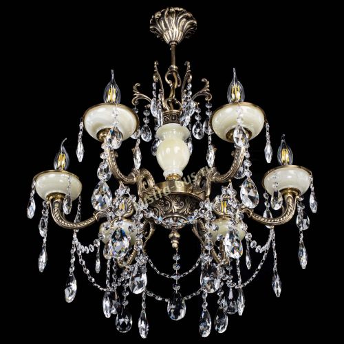 Люстра бронзовая Оникс белый №6/1 журавлик в Новокузнецке Гусь Хрустальный