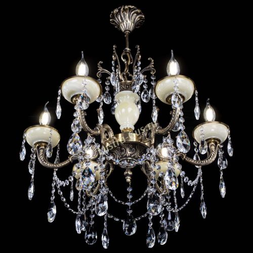 Люстра бронзовая Оникс белый №6/1 журавлик в Новокузнецке Гусь Хрустальный