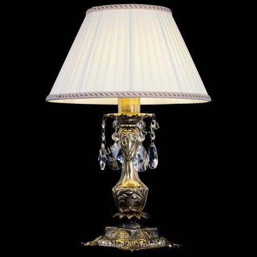 Бронзовая настольная лампа Антик №1 Лучик с абажуром в Новокузнецке Гусь Хрустальный