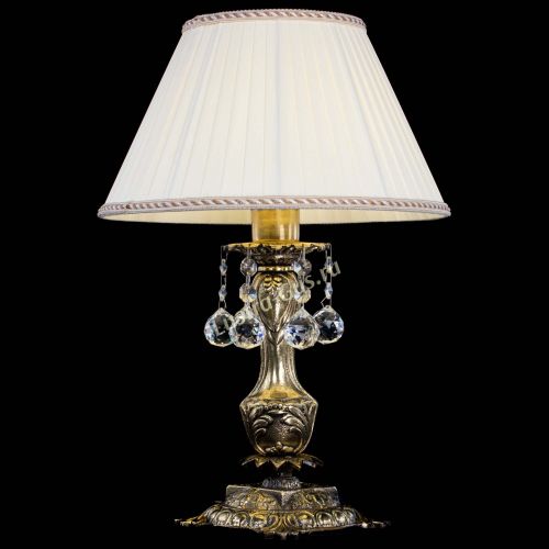 Бронзовая настольная лампа Антик №1 Шар  с абажуром в Новокузнецке Гусь Хрустальный