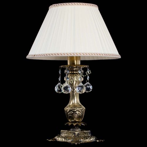 Бронзовая настольная лампа Антик №1 Шар  с абажуром в Новокузнецке Гусь Хрустальный