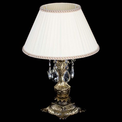 Бронзовая настольная лампа Антик №1 Журавлик с абажуром в Новокузнецке Гусь Хрустальный