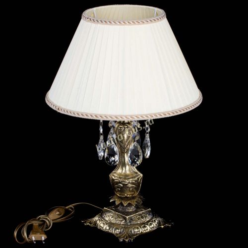 Бронзовая настольная лампа Антик №1 Журавлик с абажуром в Новокузнецке Гусь Хрустальный